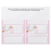 2 Pink Baby Shower Favor Custom Candy Bar Wrappers Flyers