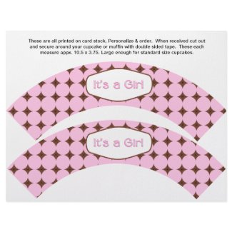 2 Pink GIRL Baby Personalised Cupcake Wrappers