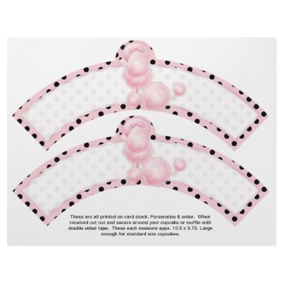 2 Pink Poodle Birthday Custom Cupcake Wrappers Flyers by partypizazz