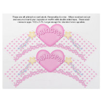 2 Pink Princess Birthday Custom Cupcake Wrappers Flyer