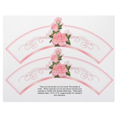 2 Pink Roses Generic Personalize Cupcake Wrappers Flyer by partypizazz