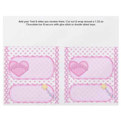 2 Princess Birthday Custom Candy Bar Wrappers Flyers by partypizazz