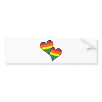 2 Rainbow Hearts Bumper Sticker