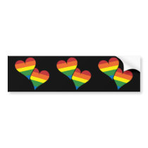 2 Rainbow Hearts Bumper Sticker