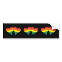 2 Rainbow Hearts Bumper Sticker