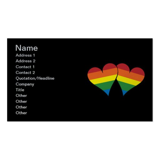 2 Rainbow Hearts Business Card Template (front side)