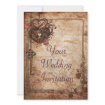 2 Romantic Hearts Red Wedding Invitation