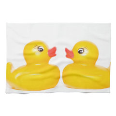 2 rubber ducks in love kitchen towels