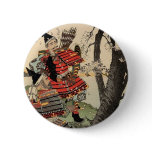 2 Samurai Viewing Sakura Cherry Blossoms Buttons