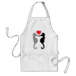 2 seahorses in love icon aprons