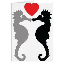 2 seahorses in love icon cards