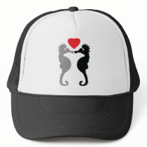 2 seahorses in love icon hat