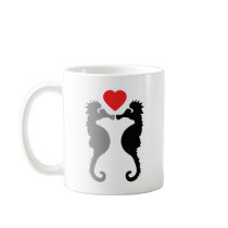 2 seahorses in love icon coffee mugs