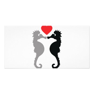 2 seahorses in love icon photo cards by TomaniacLines