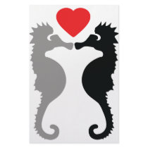 2 seahorses in love icon stationery paper