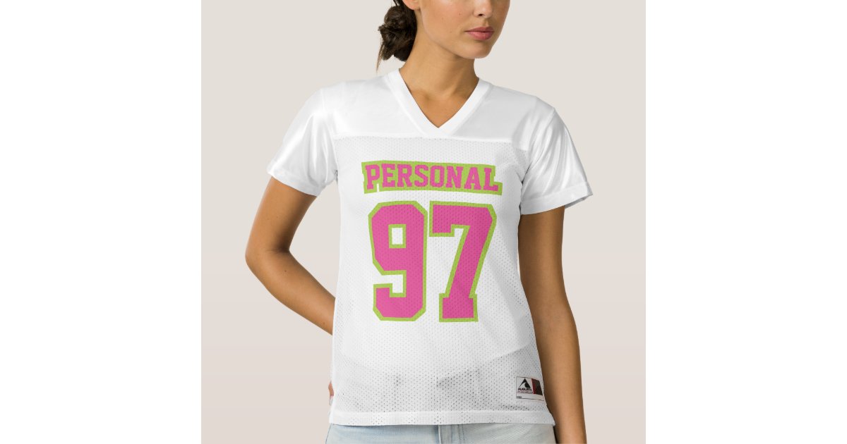 2 Side PINK LIME GREEN WHITE Women Football Jersey Zazzle