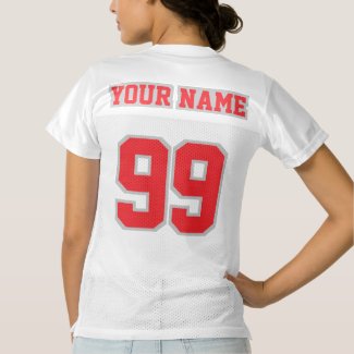 2 Side RED SILVER GRAY WHITE Women Football Jersey