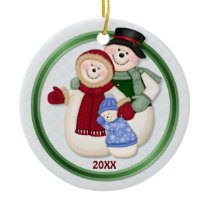 2 Sided - 1st Christmas Blue Frosty Snowman Family ornaments