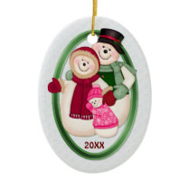 2 Sided - 1st Christmas Pink Frosty Snowman Family ornaments