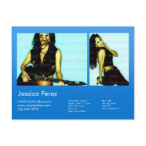 2-Sided Actor & Model 2 Shot Blue Headshot Comp postcards