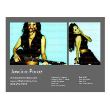2-Sided Actor & Model 2 Shot Dark Gray Headshot Co Post Cards
