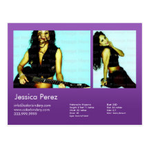 2-Sided Actor & Model 2 Shot Violet Headshot Comp Postcard