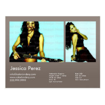 2-Sided Actor & Model 2 Shot Warm Gray Headshot Co Postcards