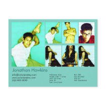 2-Sided Actor & Model Aqua Headshot Comp postcards