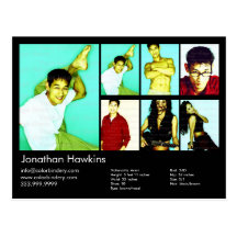 2-Sided Actor & Model Black Headshot Comp Postcards