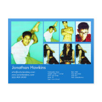 2-Sided Actor & Model Blue Headshot Comp postcards