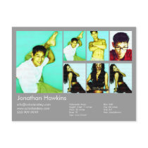 2-Sided Actor & Model Light Gray Headshot Comp postcards