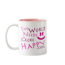 2-Sided More Happy/Smile-pink mugs by morehappy 2-Sided More Happy/Smile-pink mugs