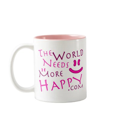 2-Sided More Happy/Smile-pink Mugs by morehappy