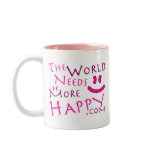 2-Sided More Happy/Smile-pink mugs