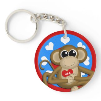 2-sided Patriotic USA Monkey Acrylic Keychain