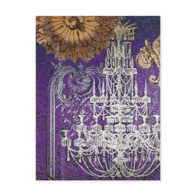 2 SIDED PRINT Chandelier Romance ~ Postcard by galleriaofart