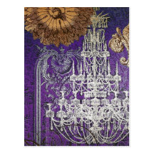2 SIDED PRINT Chandelier Romance ~ Postcard