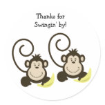 2 Silly Monkeys Birthday or Baby Shower Favor stickers