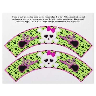 2 SKULL Birthday Personalize Cupcake Wrappers Flyer by partypizazz