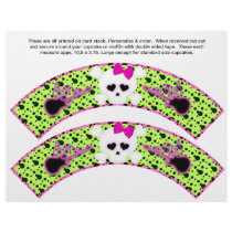 2 SKULL Birthday Personalize Cupcake Wrappers Flyer