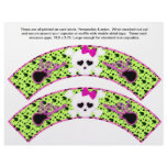 2 SKULL Birthday Personalize Cupcake Wrappers flyers