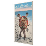 2 Sunbathing Women & Asian Umbrella, Florida Gallery Wrapped Canvas