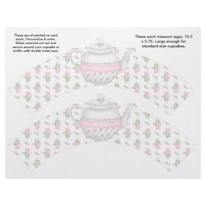 2 Teapot Retirement Personalized Cupcake Wrappers Custom Flyer by partypizazz