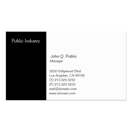 2 Third White 1 Third Black Business Card (front side)