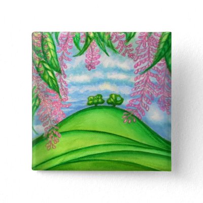 trees and flowers paintings. Watercolor amp; Crayon Painting of My Beautiful Backyard View of Two Trees Through Macadamia Nut Flowers. I Love When the Hills are so Green from the