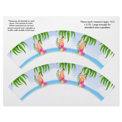 2 Tropical Hawaiian Luau Custom Cupcake Wrappers Custom Flyer by partypizazz