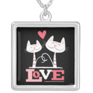 2 Cats in Love Pendant necklace