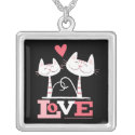 2 White Cats in Love | Rabbit Pendant