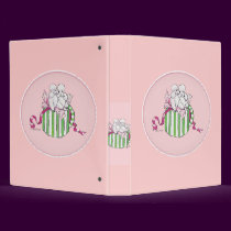 2 White Poodles Hatbox Retro 50's Style Notebook binders