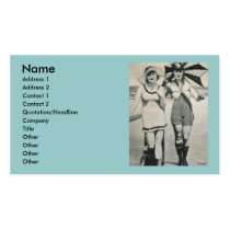 2 women parasols kinky suits business card